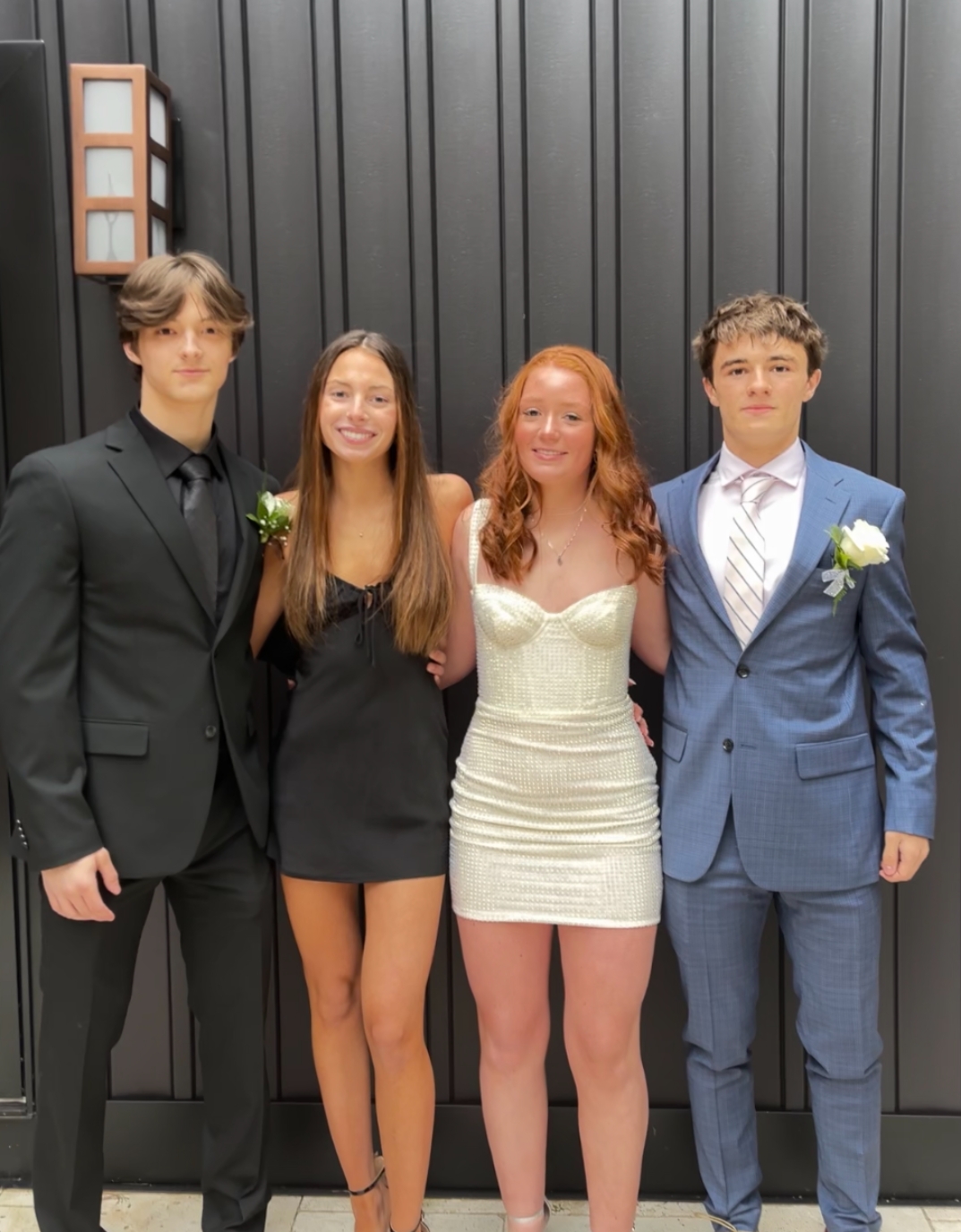 young students at Longmeadow semi formal posing for picture